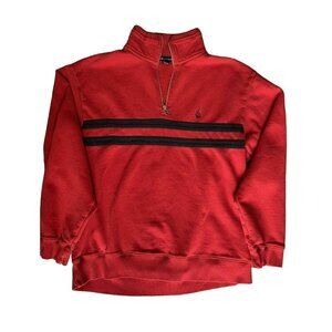 NAUTICA Mens  Sweatshirt  Long Sleeve Red Blue Sz M 1/4 Zip Sailing Pullover